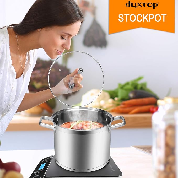 Duxtop Stainless Steel Stock Pot with Lid, 8.6 Qt Induction Cooking Pot | Stockpot with Stay-Cool Handle, Large Batch Meals, Generous Capacity for Family Cooking Needs