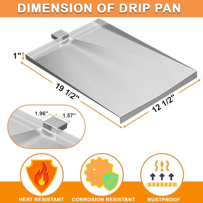 SUB025 BBQ055 Drip Pan Replacement Parts for Traeger Drip Tray, Traeger Bronson 20, BBQ055.04 BBQ155.01 BBQ155.02 CAN155.01 CAN155.45 TFB29LZA BBQ055.00 Junior Elite 20, Tailgater 20 Grease Tray