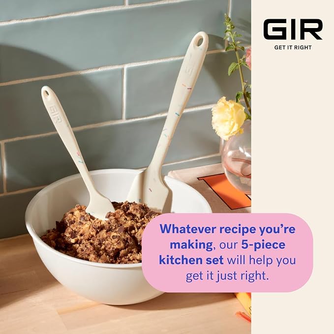 GIR: Get It Right 5-Piece Silicone Ultimate Kitchen Utensils Set - Ladle, Spatula, Flip, Spoon & Spoonula - Non-Toxic Cooking Utensils for Nonstick Cookware, Cooking and Baking - Mint