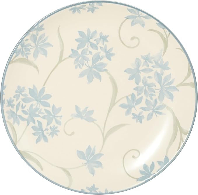 Gibson Home Admiral Hall 12-Piece Matte Stoneware Dinnerware Set – Dinner Plates, Salad Plates & Bowls with Blue Floral Pattern, Durable Everyday Dish Set, Microwave & Dishwasher Safe