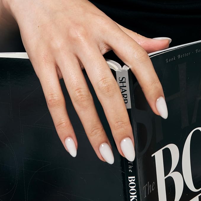 ohora Gel Press On Nails | White, Solid, Short Oval | Pure White | Salon-Quality, 100% Real Gel, No UV Lamp, No Glue, Non-Toxic | 15 Sizes, 30 Tips | Long Lasting, press on short