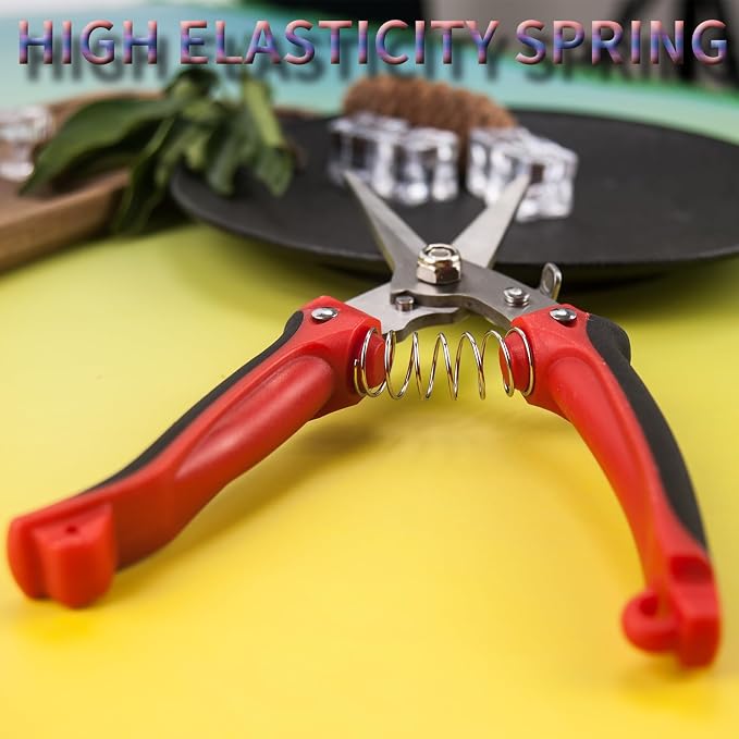 Multifunctional Stainless Steel Floral Pruning Shears Rose Thorns Clipping Tool Garden Snips Herb Scissors for Cutting Fresh Flowers Orchard Shears with Safety Lock Long Lasting Durability