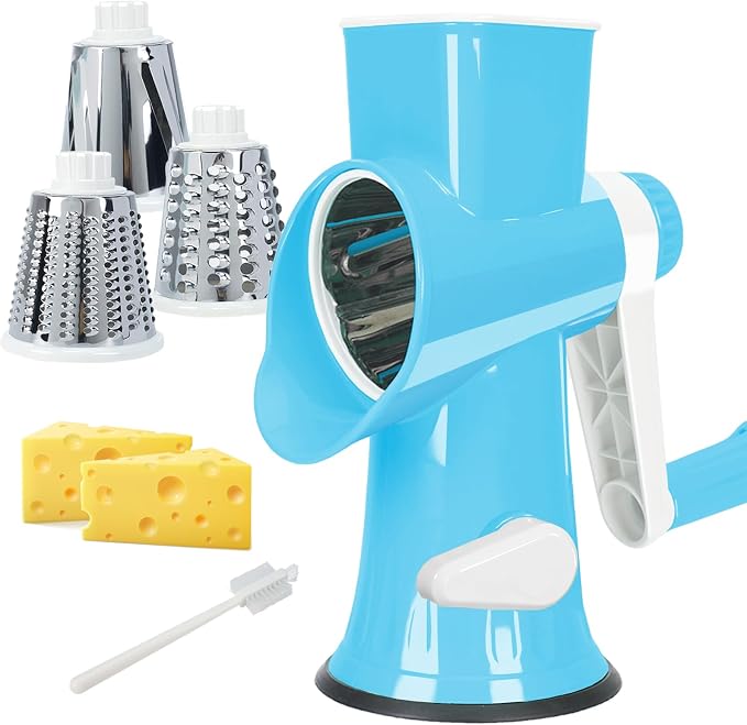Cheese Grater with Handle,Multifunctional Rotary Cheese Grater | Kitchen Cheese Shredder Can Easily Chop Vegetables,Potatoes,Carrots,Etc.The Suction Cup is Stable and Easy to Clean