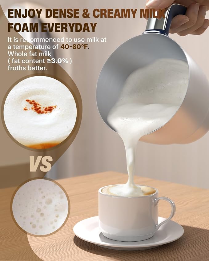 Electric Milk Frother and Steamer, 6 in 1 Hot & Cold Foam Maker for Coffee | 16.9oz/500ml Milk Warmer for Latte, Macchiato, Cappuccino, Hot Chocolate Maker, Dishwasher Safe (Blue)