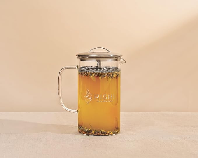 Rishi Tea Simple Brew Teapot for Loose Tea, Borosilicate Glass, 600ml | Borosilicate Glass Teapot, Built-In Strainer, Everyday Teaware, Easy to Clean, Sustainable, For Loose Leaf Tea