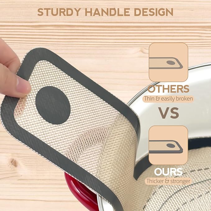 Silicone Bread Sling for Dutch Oven, Non-Stick & Easy to Clean Bread Baking Mat Set, 2 Pcs Reusable Bread Sling with Long Handle to Transfer Sourdough (Gray, 2PCS Round)