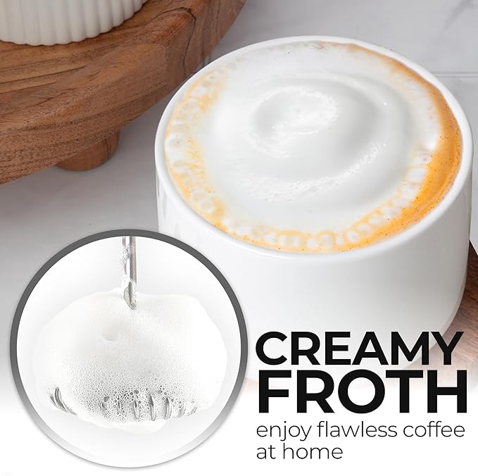 Zulay Kitchen Rechargeable Milk Frother Handheld - Frother Wand, Drink Mixer, Electric Whisk Frother, for Cappuccinos, Matcha & Protein Powder - Dynamic 3 Whisk, 3 Speed 500mAh Black