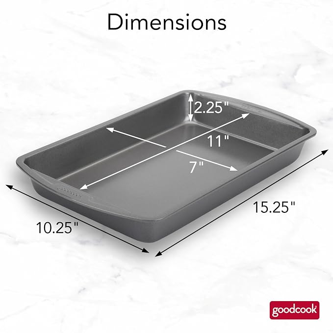 Good Cook Everyday Baking Pan with Scratch-Resistant Metal-Utensil Safe Nonstick, 7 x 11-Inch, Gray