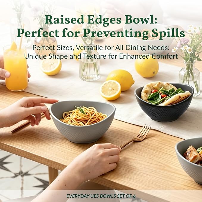 Wheat Straw Bowls 26 OZ Serving Bowls Oval Serving Dishes for Salad, Dinner, Cereal, Snack, Prep, Dessert Bowls Set Unbreakable Camping Bowls Microwave & Dishwasher Safe (6 PCS Grey Stone)