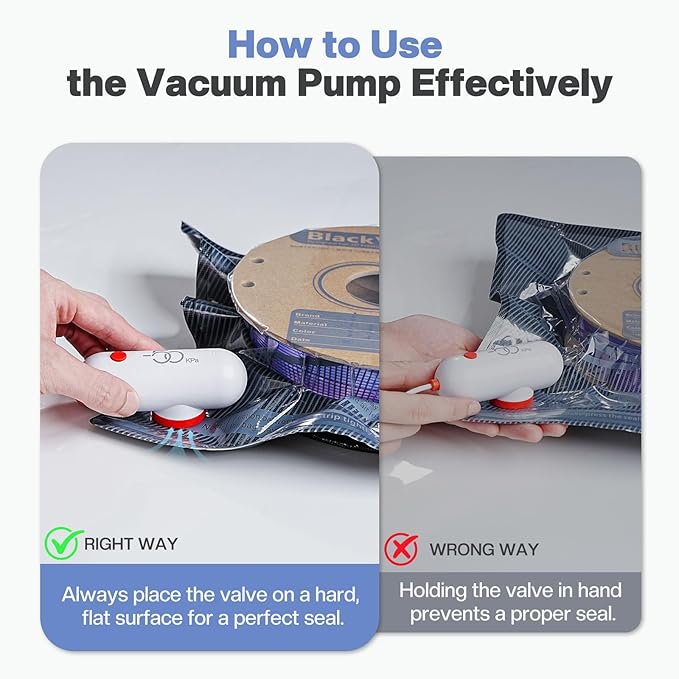 Vacbird 30pcs Filament Storage Bags Light-Proof Vacuum Storage Kit with USB Pump, 3D Printer Filament Vacuum Sealed Bags for Keeping Dry, Plus Size 32X34cm
