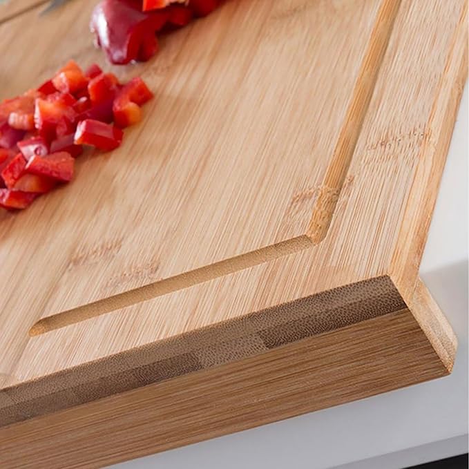 Premium Bamboo Cutting Board with Juice Groove - Extra Large 22x15 Inch Chopping Block for Kitchen - Natural Wood Cutting Surface for Meat, Vegetables and Food Preparation | Extra Large 22x15 Inch Chopping Block for Kitchen - Natural Wood Cutting Surfa...