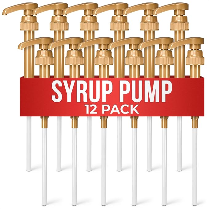 12 Pcs Coffee Syrup Dispenser Pump, Compatible with Torani & Skinny | 25.4 Oz (750ml) Glass Bottles; Precise 0.3 Oz Dispensing; Coffee Bar Accessories, Dirty Soda Bar, & Lemonade Stand Supplies