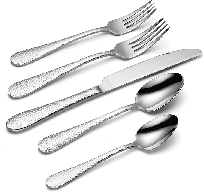 Oneida Tibet 45-Piece 18/0 Silverware Set for 8, Flatware | silver, dishwasher safe | includes serving spoons and utensil set | cutlery set for kitchen and dining