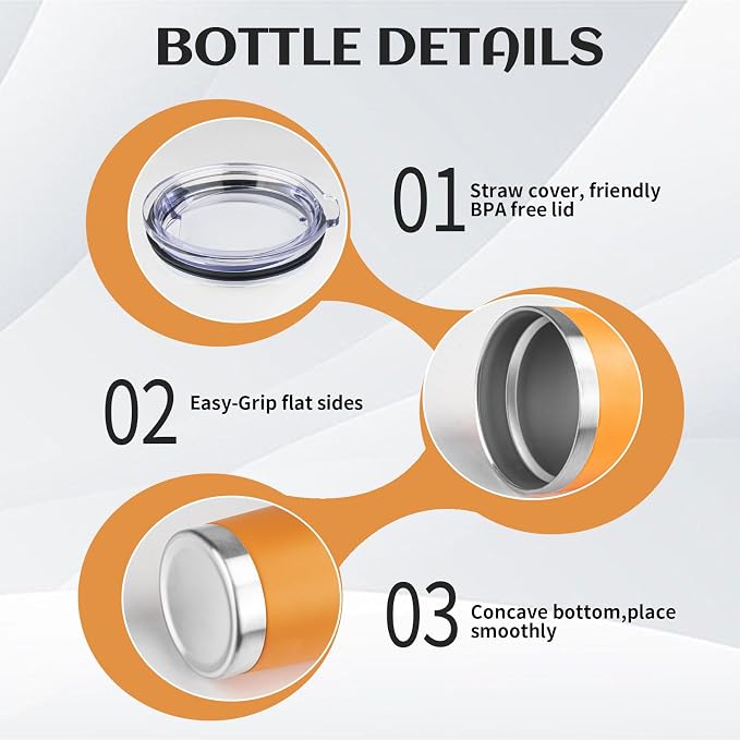 StarSpeed 6 Pack 20oz Stainless Steel Travel Coffee Tumbler,Orange | Travel Coffee Mug Bulk,Spill-proof Lid,Double Wall,BPA-free Travel Cups,Insulated Cup Fits Car Cupholders