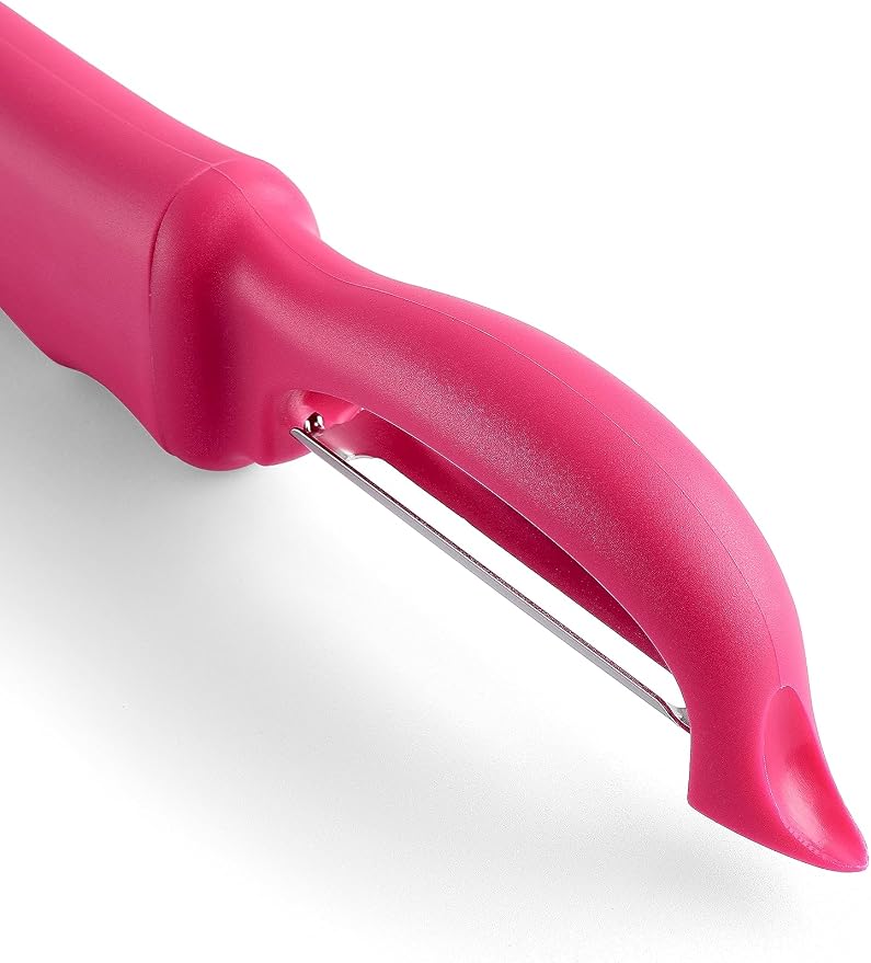 Spring Chef Swivel Vegetable Peeler for Kitchen w/Soft Grip Handle, Pink | Premium Potato Peeler w/ Ultra Sharp Stainless Steel Blades, Multifunctional Veggie Peeler for Apple, Carrot, Cucumber, Fruit