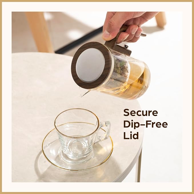 Enchanti Tea Pot - Modern Glass Infuser Teapot - Water Separation Magic Teapot with Heat-Resistant Handle - Elegant Gift Box & Writable Card - Perfect for Loose Leaf Tea - 600 ML (20oz)