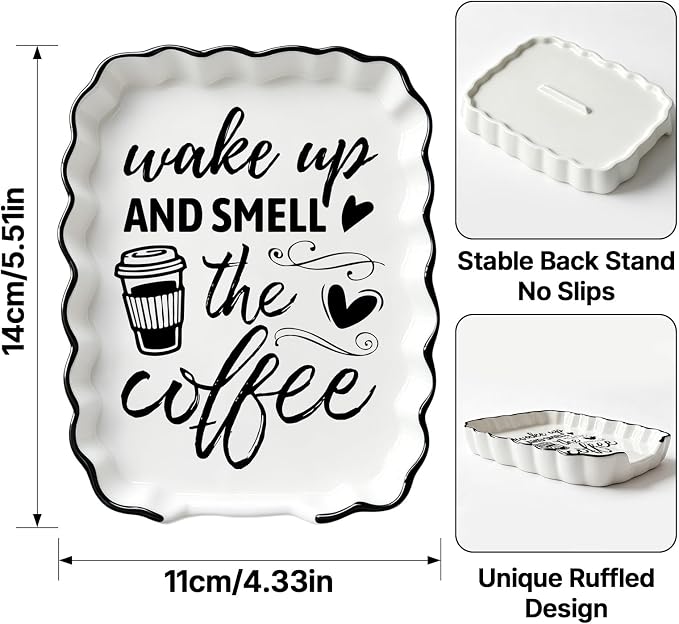 Funny Coffee Spoon Rest, Ceramic Spoon Holder for Coffee Bar Accessories | Cafe Station Decor, Small Teaspoon Rest Farmhouse Cute Cafe Bar Decor Accessories for Countertop