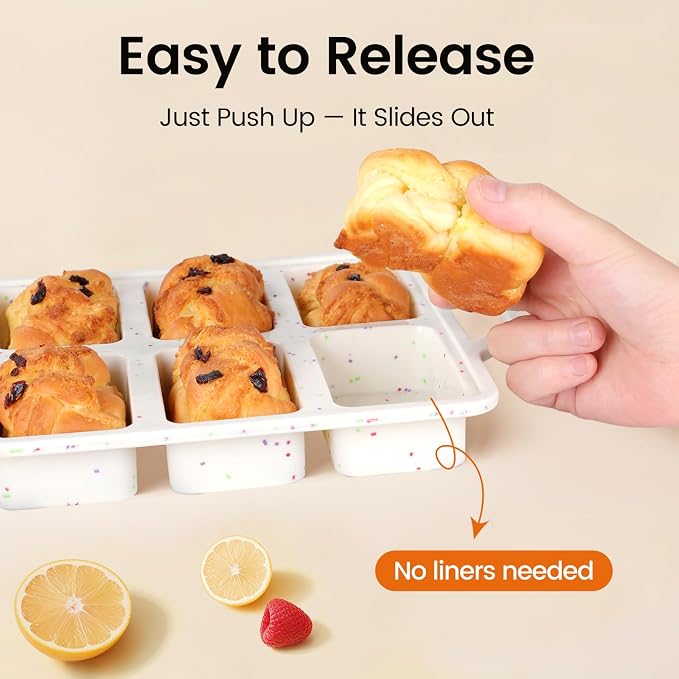 Single 8-Cavity Mini Silicone Loaf Mold, BPA-Free Reinforced Rim For Treats | Compact 8-Cavity Design Makes Mini Bites, BPA-Free Silicone And Sturdy Rim Support Easy Release For Snacks And Handmade Gifts