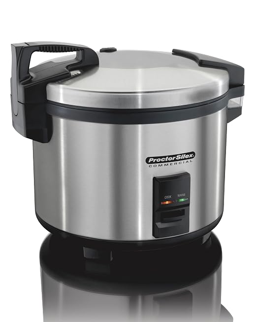 Proctor Silex Commercial 37560R Rice Cooker/Warmer, 60 Cups Cooked Rice Capacity, Nonstick Inner Pot, Hinged Lid, Stainless Steel Housing, Conforms to NSF