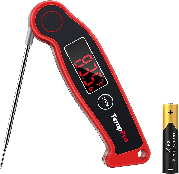 TempPro TempSwift 0.5 Sec Instant Read Digital Meat Thermometer Waterproof | Cooking Thermometer with Auto-Rotating Backlit Display, Food Thermometer for Grill, BBQ, Smoker, Fry, Candy, NSF Certified