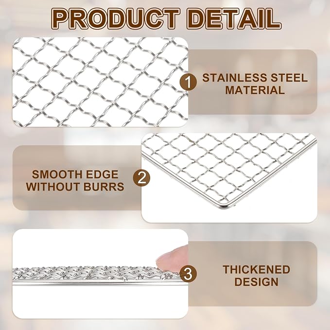 uxcell Cooling Racks, 5.9" x 7.9" Stainless Steel Barbecue BBQ Grill Net Mesh Rack Grate for Cooking, Roasting, Grilling, Oven & Dishwasher Safe, Silver
