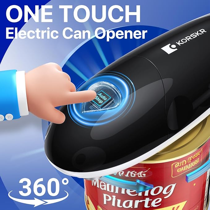 Electric Can Opener, Automatic Can Opener, Suitable for Any Size Cans | Battery Powered, Hands Free, Smooth Edge, Can Opener for Seniors is an Ideal Kitchen Gadget for Women and Left Handed People