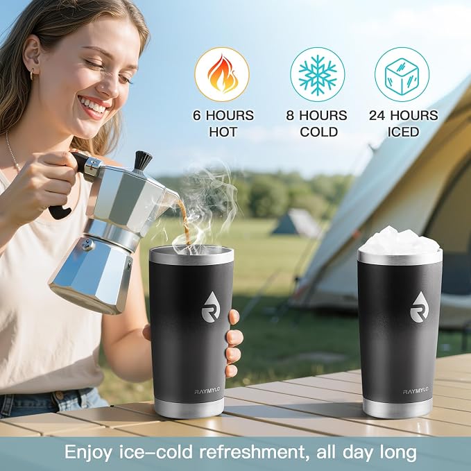 RAYMYLO Travel Coffee Tumbler, Insulated Travel Coffee Mug Cup, 20oz | Detachable Lid for Thoroughly Clean, Cup Holder Friendly for Outdoor, Double-Wall Vacuum Insulation, Spill Proof & BPA Free