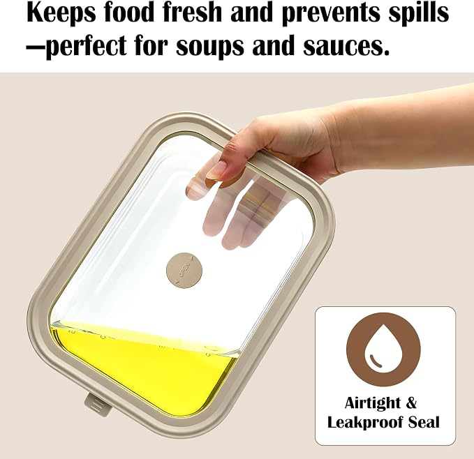 Multi-Size Glass Food Storage Containers with Glass Lids, 4 Pack | Airtight Glass Meal Prep Containers, Plastic Free, Borosilicate Glass Lunch Containers for Leftovers, Microwave, Freezer