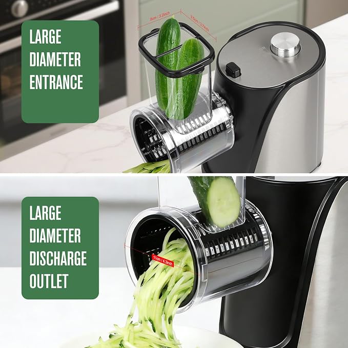 5-in-1 Electric Vegetables Chopper 250W Food Processor Veggie | Large Feed Chute, One-Touch Operation Slicer Shredder Grater for Carrots, Potatoes, Nuts, Crackers