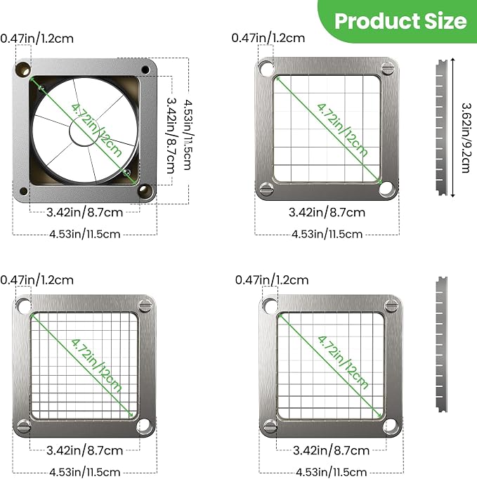 6 Wedge Slices Replacement Chopper Blade, 420j2 Stainless Steel Interchangeable Blade & Pusher Block Set for Commercial Vegetable Dicer Fruit Cutter