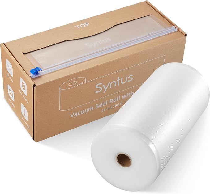 Syntus 11" x 150' Vacuum Sealer Bags for Food Seal Rolls with Cutter | BPA Free, Sous Vide Microwave Freezer Safe, Custom Size, Effortless and Precise Cutting, Works with All Vacuum Sealers