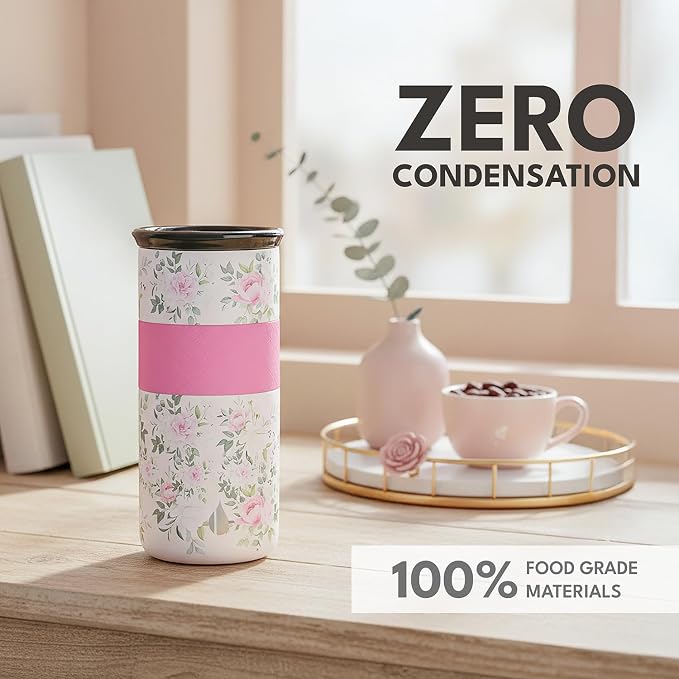 Elemental Artisan 16oz Triple-Wall Insulated Coffee Tumbler w/Ceramic Lid | Triple Wall Coffee Travel Mug, Reusable Stainless Steel Coffee Tumbler; Thermal Coffee Cups for Hot (6 Hrs) & Cold (18 Hrs)