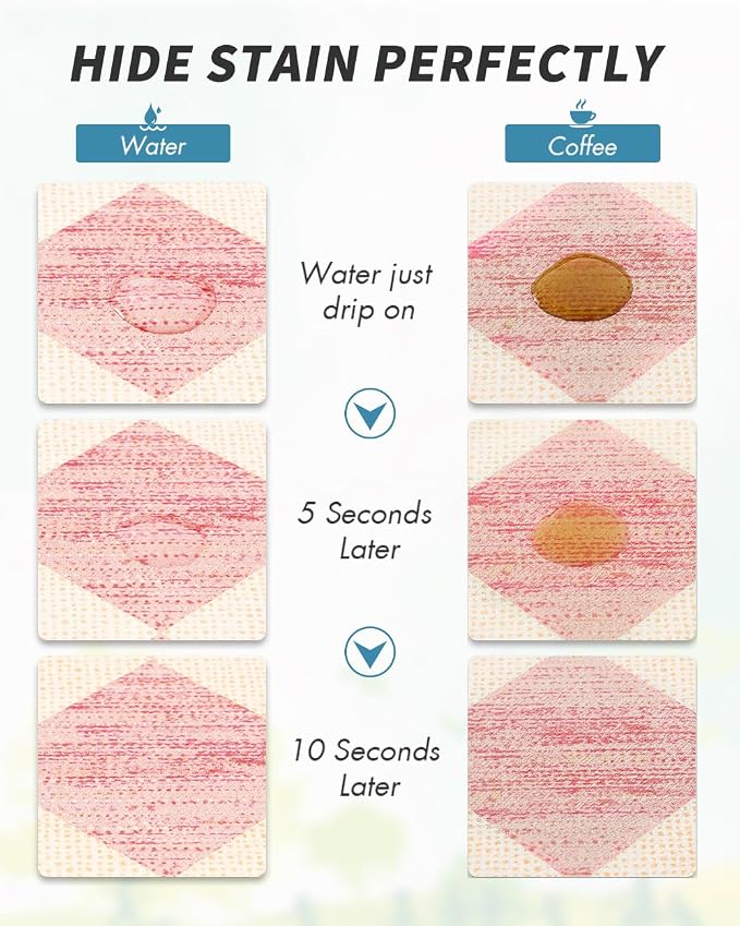 AMOAMI Coffee Mat Hide Stain Rubber Backed Absorbent Dish Drying Mat for Kitchen Counter - Fits Under Coffee Maker or Machine - PINK 12X19