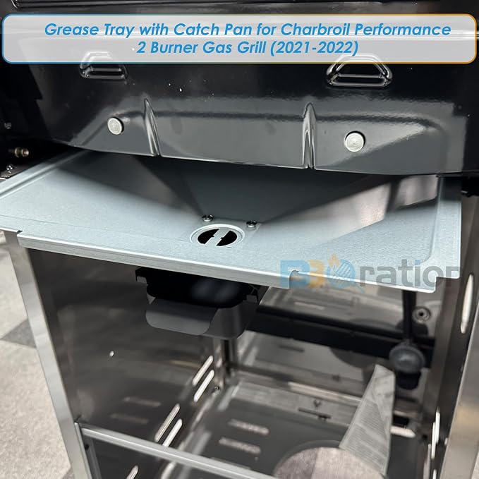 G325-5701-W1 Grease Tray with Catch Pan for Charbroil Performance 2 Burner 463630021 463660421 463630422 463660021 463655021, Drip Pan for Charbroil Grease Tray Replacement