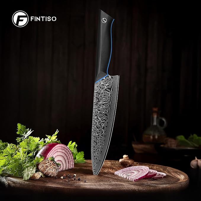 Chef Knife 8 Inch, 67-Layer Damascus Steel Kitchen Knife, G10 Handle | Sharp Japanese Knife with Ergonomic Full-Tang Handle, Professional Damascus Knife with Gift Box - Zeus Series