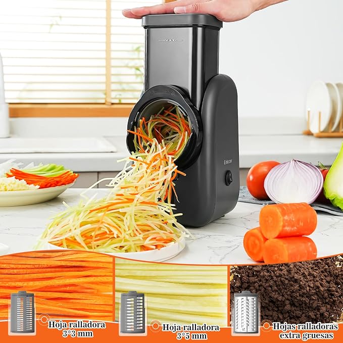 Electric Cheese Grater Rotary Slicer-One-Touch Control Vegetable Slicer, Nuts Grinder Cheese Shredder for Home Kitchen Use, 6 Replaceable Stainless Steel Blades(Black) | One-Touch Control Shred Cheese Slice Veggies & Grind Nuts, Practical Kitchen Cooki...