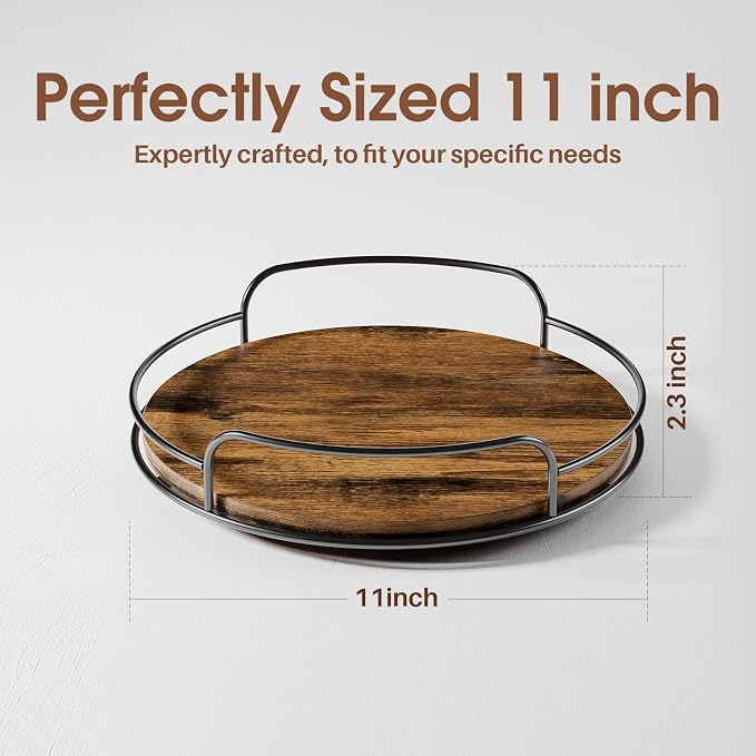 LAMU Lazy Susan Organizer, 11'' Lazy Susan Turntable for Cabinet, Table Top, Kitchen, Countertop, Bathroom, Pantry, Spice Organization, Wooden,1 Pack