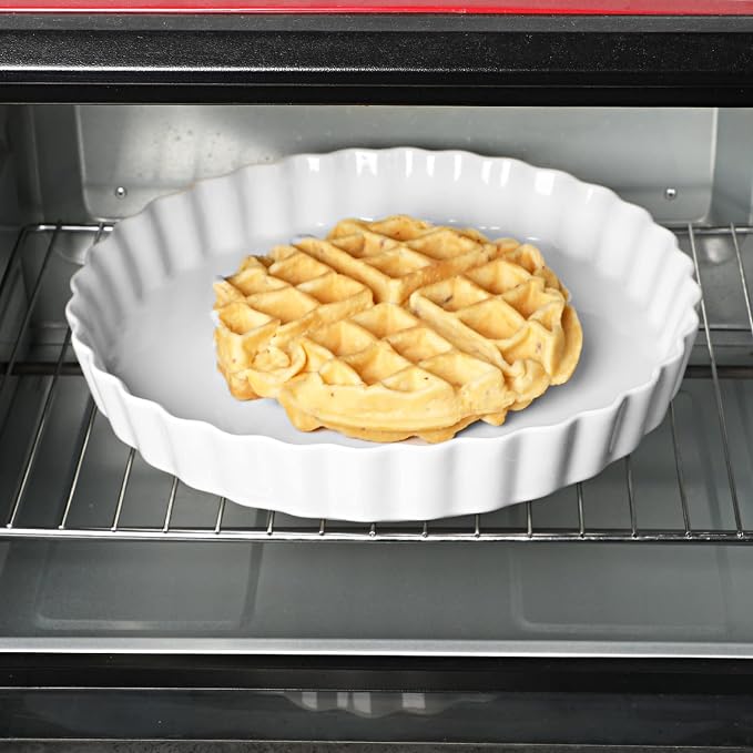 Ceramic Pie Pans, White, 11 Inches | Quiche Pans, 1 Piece