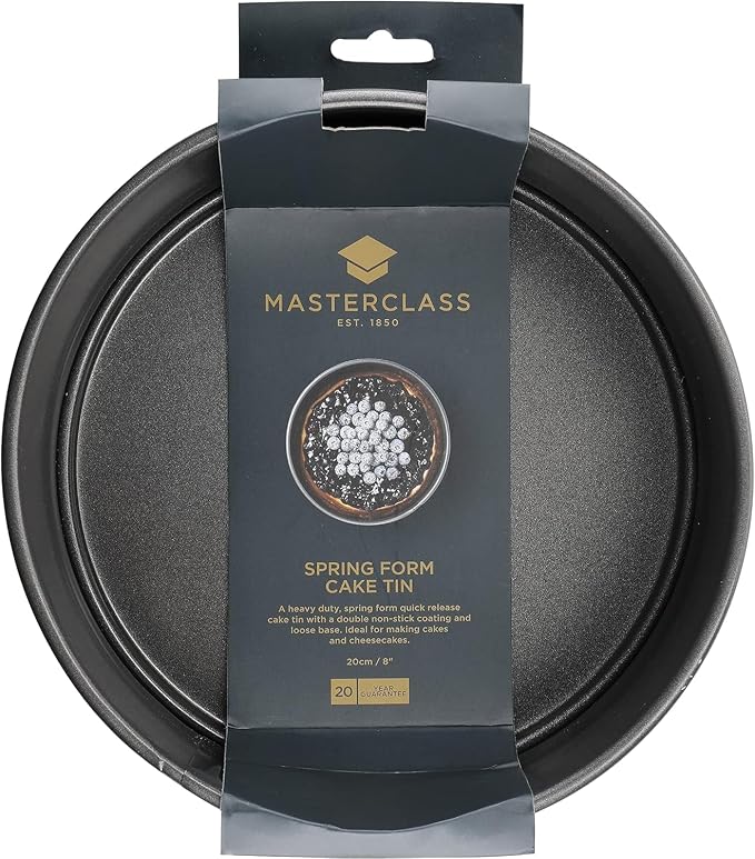 Kitchen Craft Master Class Non-Stick 20cm/8" Springform Round Cake Pan Tin KCMCHB19 | Spring-loaded mechanism ensures effortless bakes release, with reliable everyday performance for commercial kitchens.