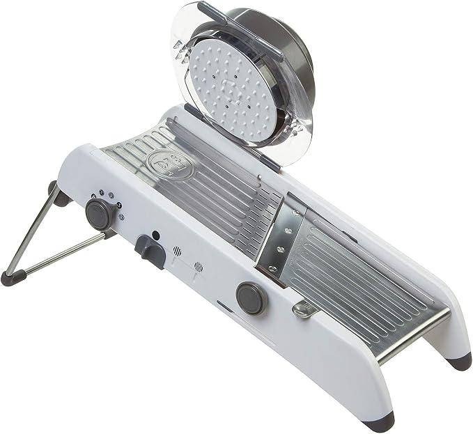 PL8 Professional Mandoline - Versatile Slicer with Adjustable Straight, Waffle, and Julienne Blades, Extra-Wide Stainless Steel Deck, Safety Hand Guard, Non-Skid Feet, and Space-Saving Design | Versatile Slicer with Extra-Wide Stainless Steel Deck, Saf...
