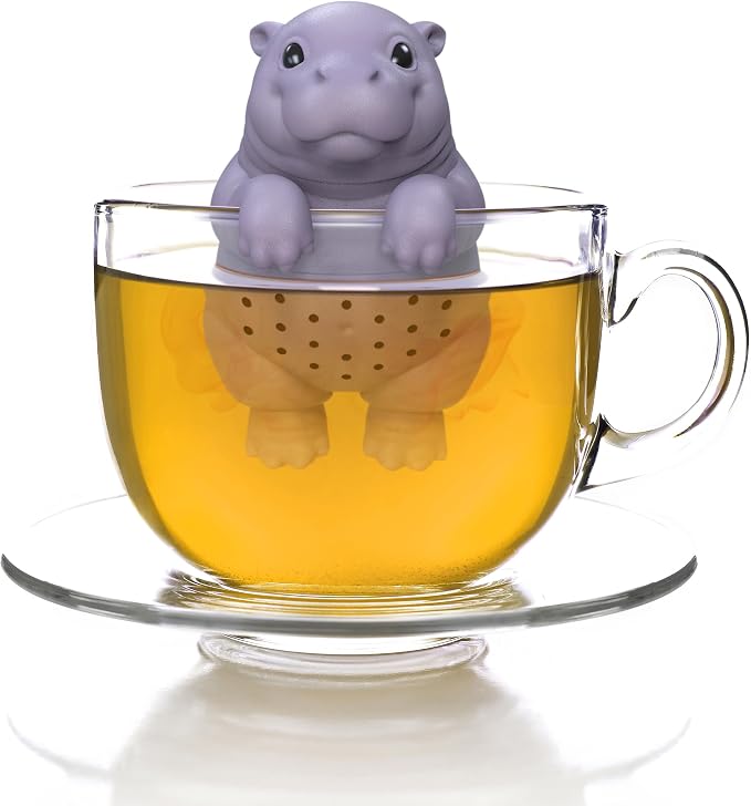 Genuine Fred SIP'OPOTAMUS Baby Hippo Tea Infuser – Moo Deng Inspired Design - Loose Leaf Tea Strainer - BPA-Free Silicone - Dishwasher Safe - Cute and Functional Gift