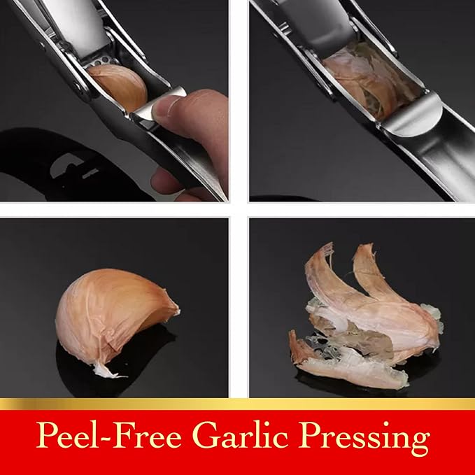 Heavy Duty Garlic Press, No Peeling Needed, Stainless Steel Professional Garlic Mincer & Crusher, Dual Lever-Assisted Design with Large Capacity Chamber for Effortless Garlic Crushing.