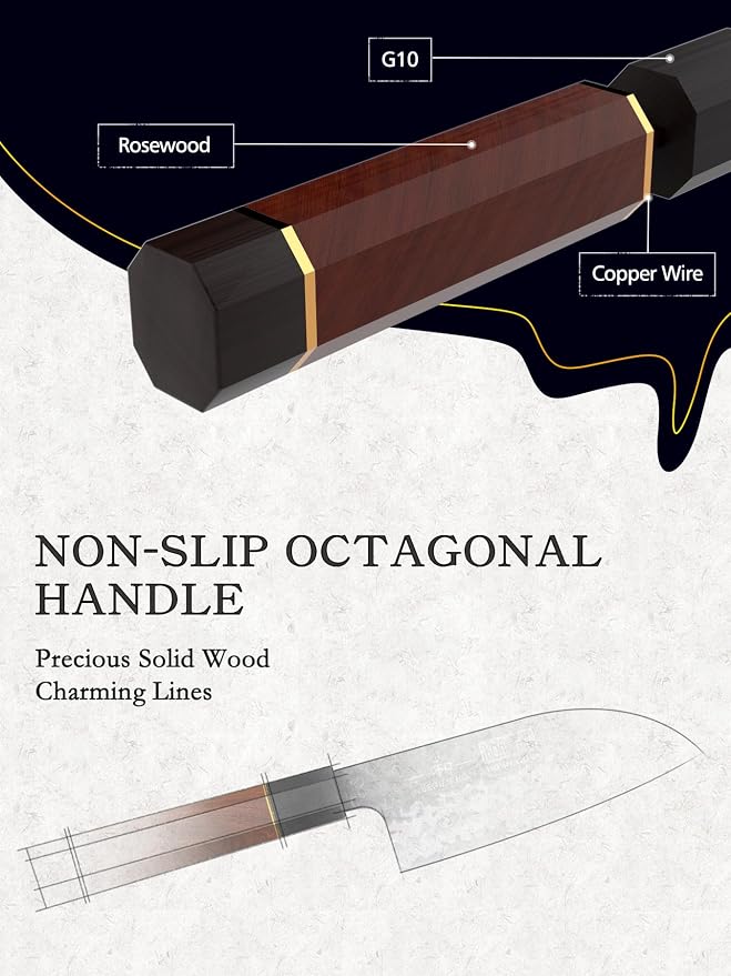 HOSHANHO Santoku Knife 5 Inch, Professional Japanese Kitchen Knife | 9 Layers 10Cr15MoV High Carbon Steel Chef's Knife, Ultra Sharp Cooking Knife with Octagonal Rosewood Handle