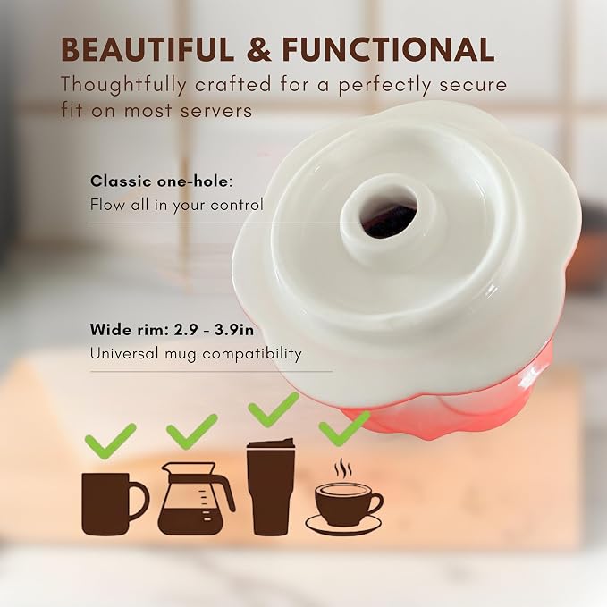 Ceramic Pour Over Coffee Dripper Flower Shape V60-01 (Jade) | 20Pcs filters included, Wide base fits most mugs, Sturdy quality ceramic, Balanced taste coffee brew
