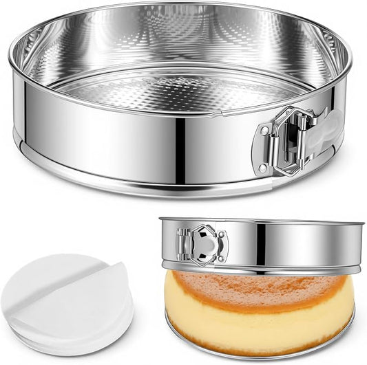 10 Inch Springform Cake Pan Stainless Steel Springform Pans Nonstick Leakproof Cheesecake Pan with Removable Bottom Round Baking Pans cheese cake for baking Includes 50 Parchment Papers