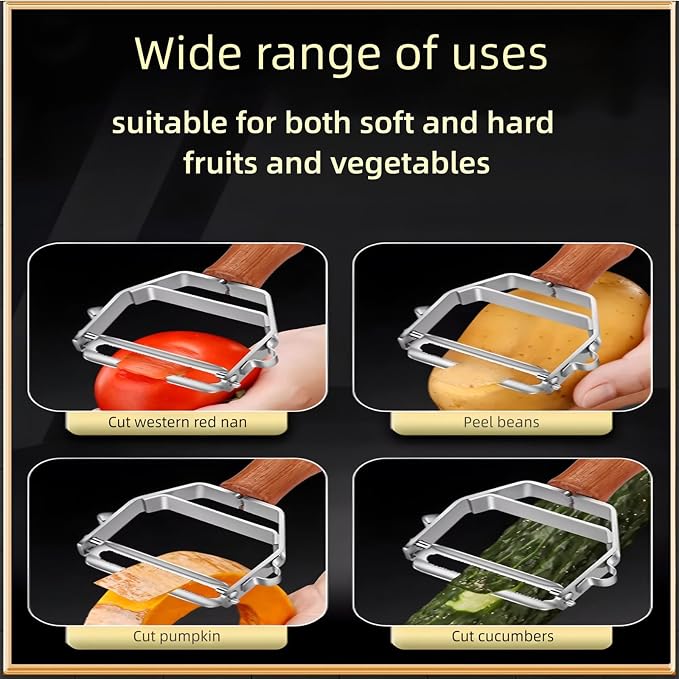 Y-Shaped Vegetable Peeler Wooden Handle Stainless Steel for Fruit | Multifunctional Peeler,Sharp Serrated Blade,Built-In Potato Eye Remover,Ergonomic Non-slip Grip for Fruit Veggie Potato