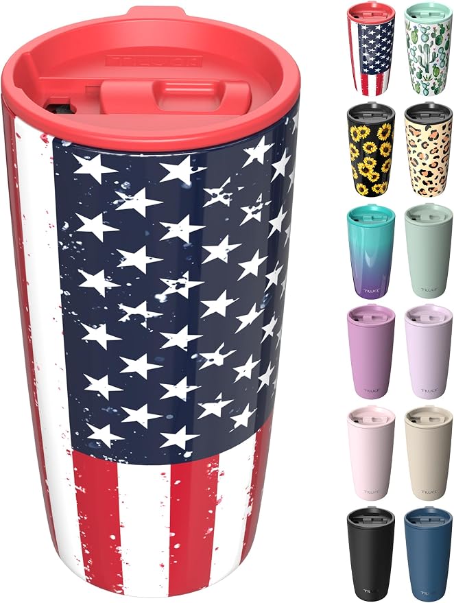 TILUCK 20 oz Insulated Coffee Tumbler with BPA-Free Lid | Travel Coffee Mug, Dishwasher Safe, Cup Holder Friendly, Double-Wall Vacuum Insulation for Hot & Cold Drinks, RedFlag