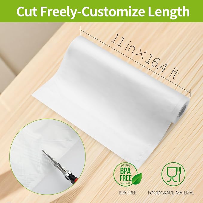 3 Rolls Vacuum Sealer Bags Compatible with Anova & Foodsaver Vacuum Sealer, Commercial Grade Vacuum Sealer Bags (11 in x 16.4 ft) BPA Free Food Vac Bags for Food Storage, Sous Vide
