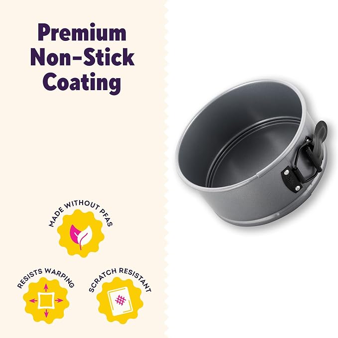 Wilton Everyday Non-Stick Springform Pan, Made Without PFAS, 6 in. | Non-Stick Steel, Dishwasher Safe & Made without PFAS, Easy Release, Perfect for Everyday Cheesecakes & Tarts