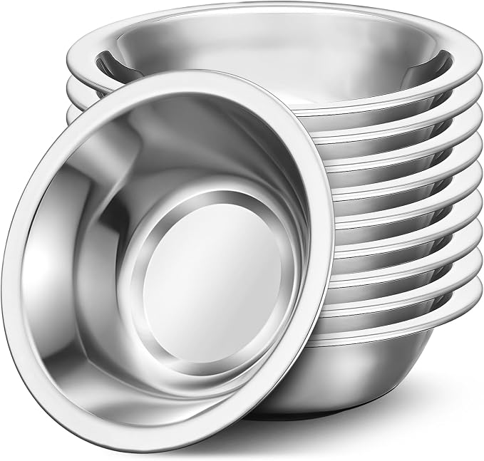 304(18/8) Stainless Steel Mixing Bowls for Kitchen, 10 Pack 7.8" 28.89 fl.oz Metal Mixing Bowls Set Stackable for Baking Serving Cooking Food Prep Storage Dishwasher Safe Heavy Duty